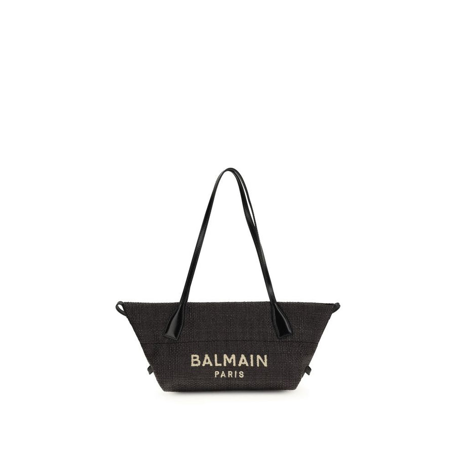 Balmain 100% Raffia shoulder bag in black