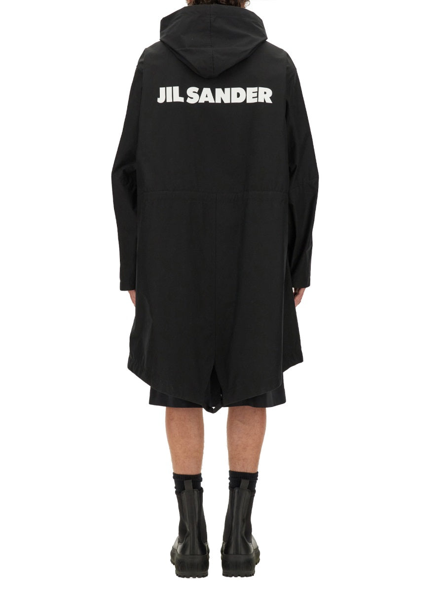 Parka With Logo Black Cotton Trench & Raincoats