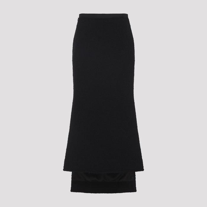 Lanvin Asymmetric Straight-Fit Skirt Black Wool