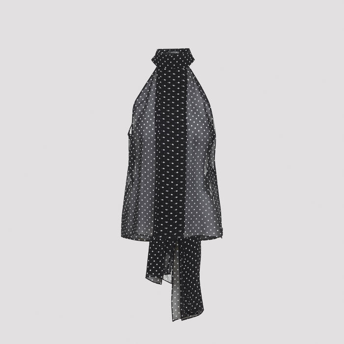 Polka Dot Top Black Silk