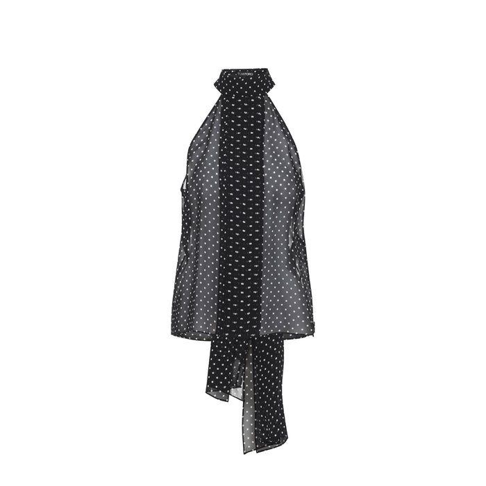 Polka Dot Top Black Silk
