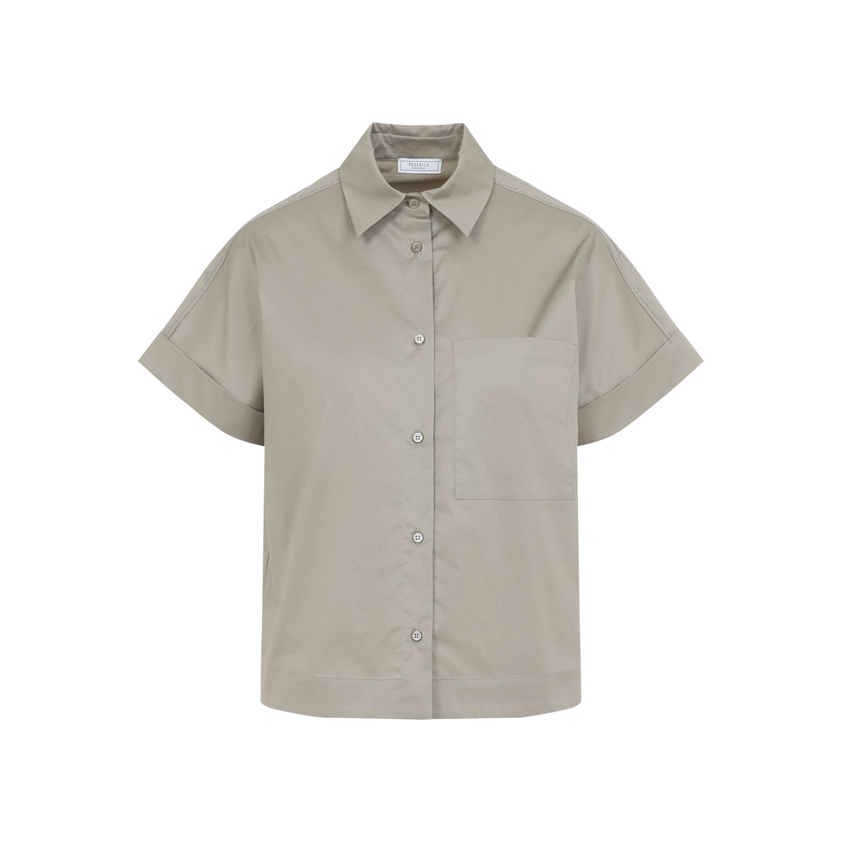 Cotton Shirt Green Elastane