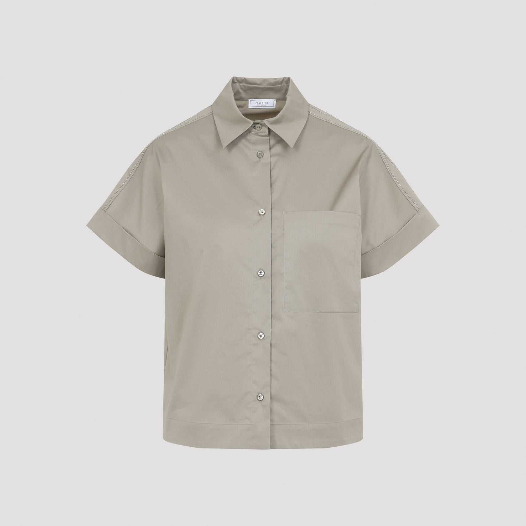 Cotton Shirt Green Elastane