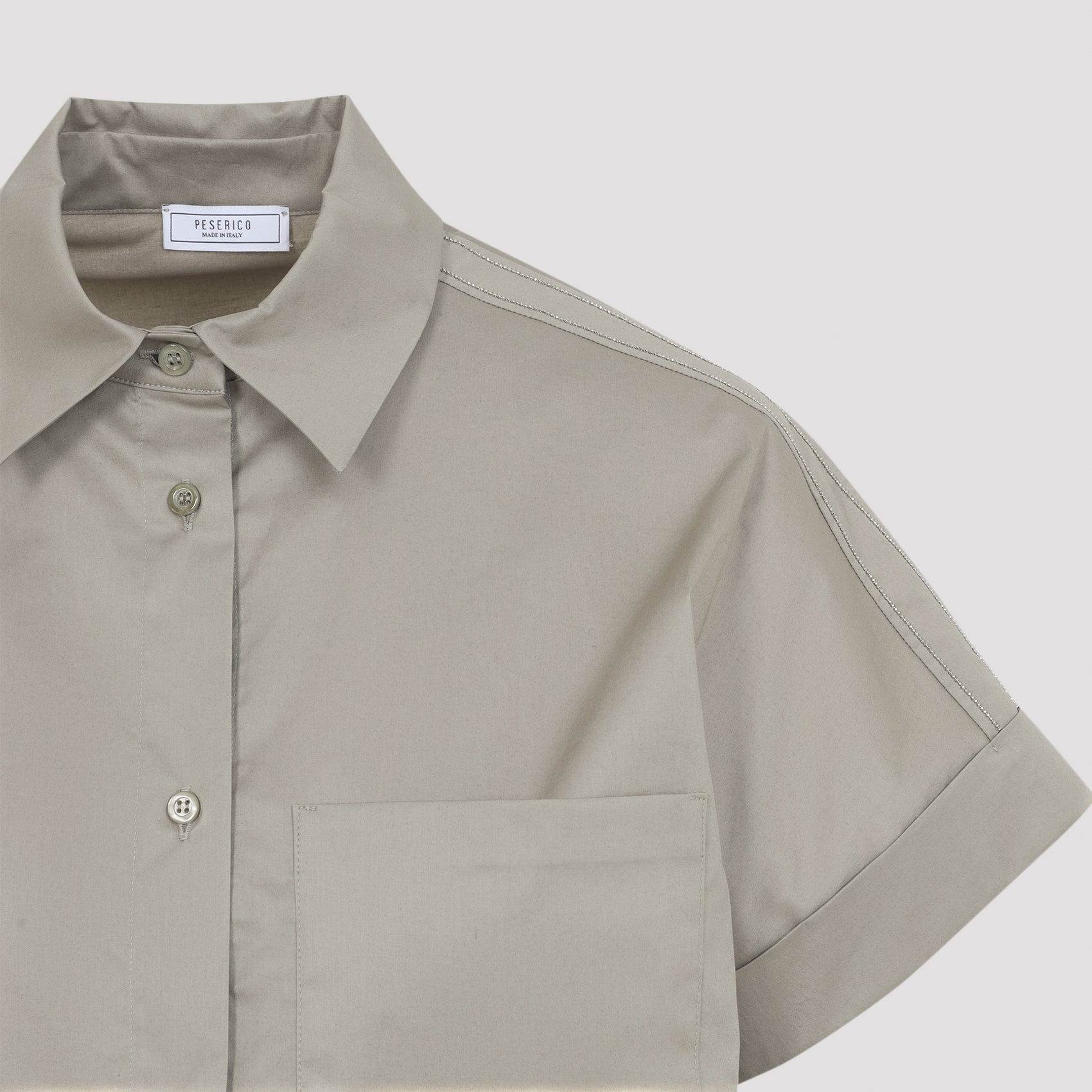 Cotton Shirt Green Elastane