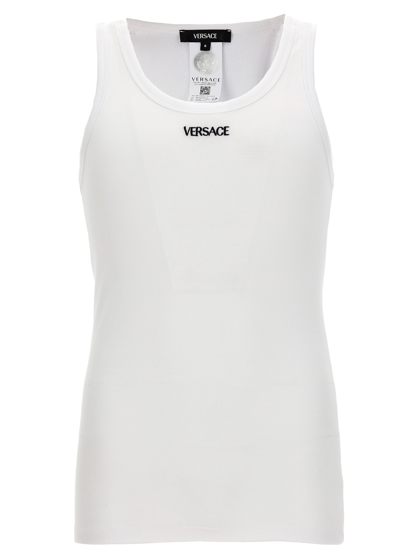 Logo embroidery tank top White Cotton Tops