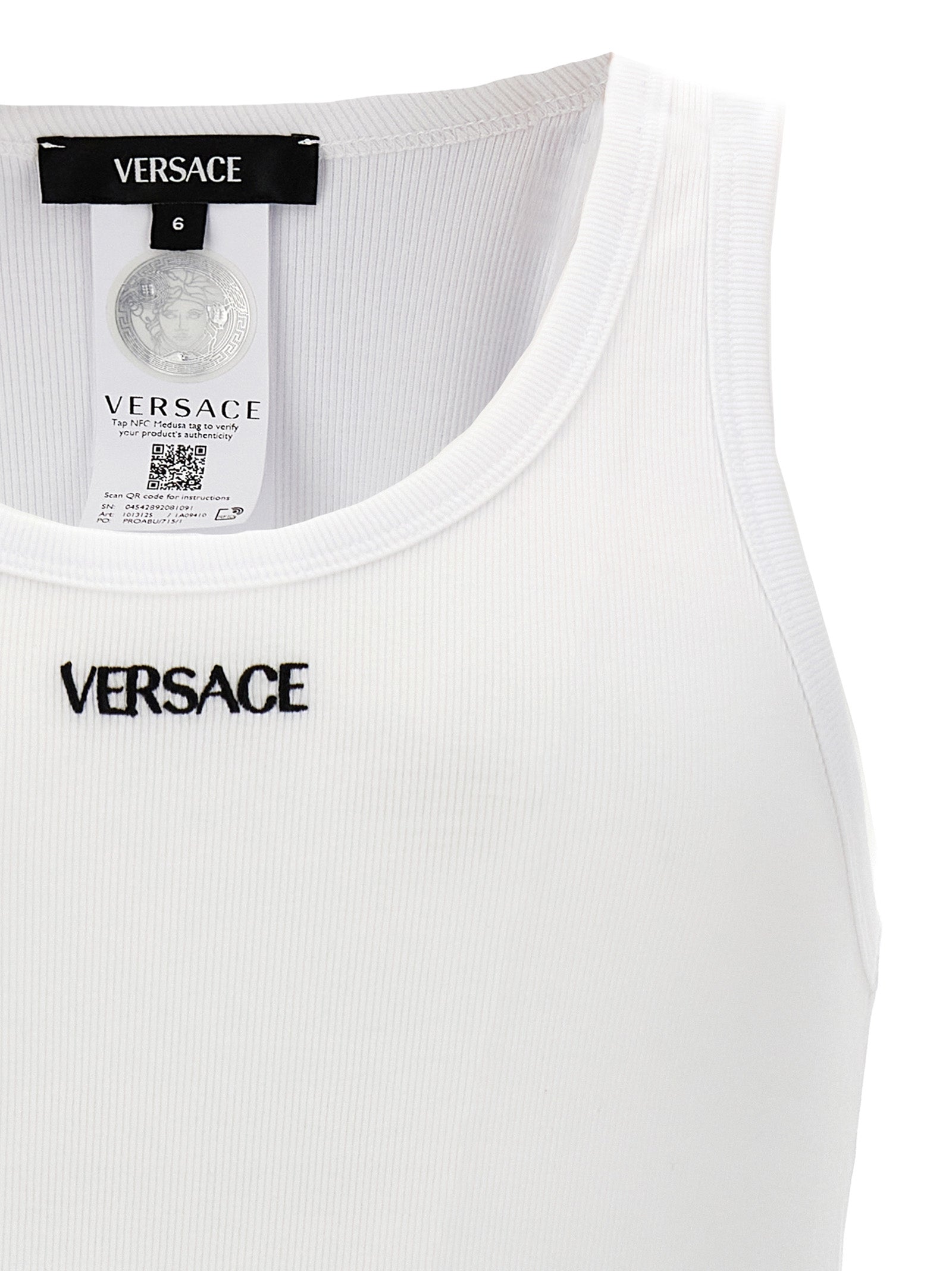 Logo embroidery tank top White Cotton Tops