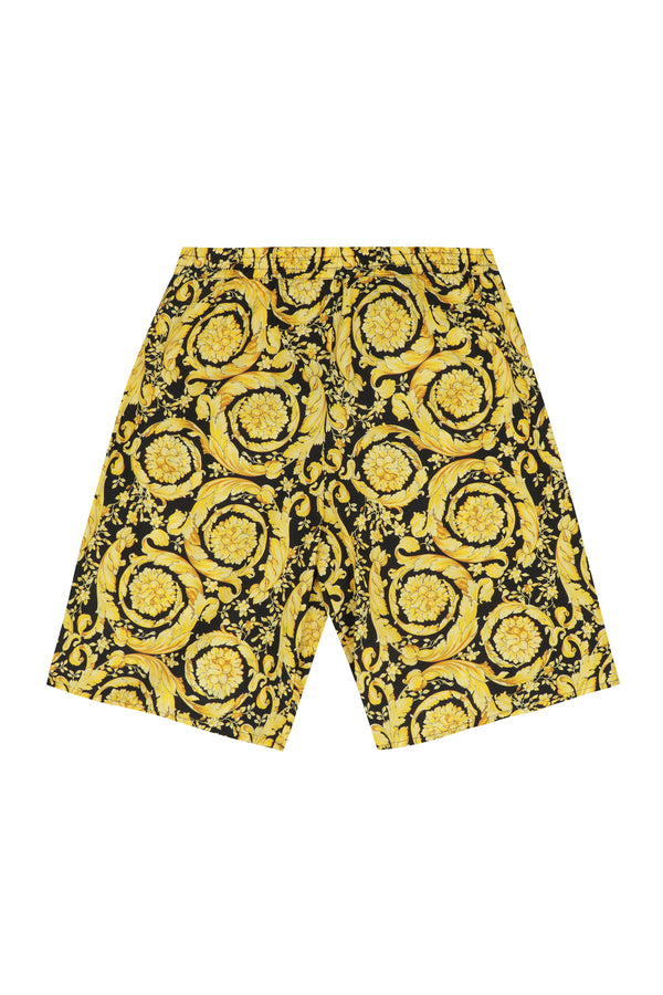 Shorts Barocco Print Yellow Cotton Trousers