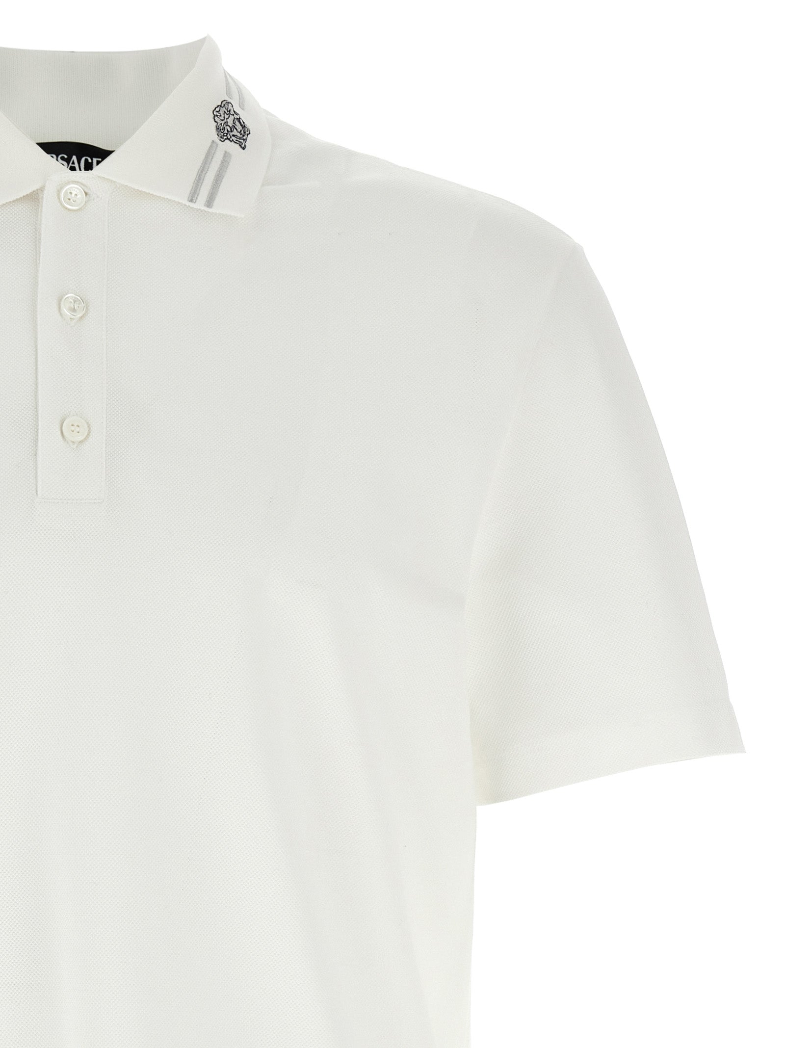 Medusa embroidery polo shirt White Cotton