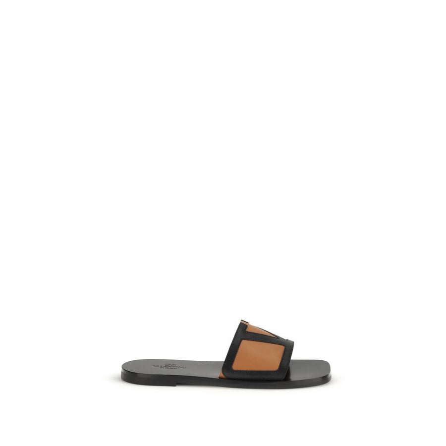 Valentino Garavani 100% Calf Leather Bos Taurus slide sandal in black