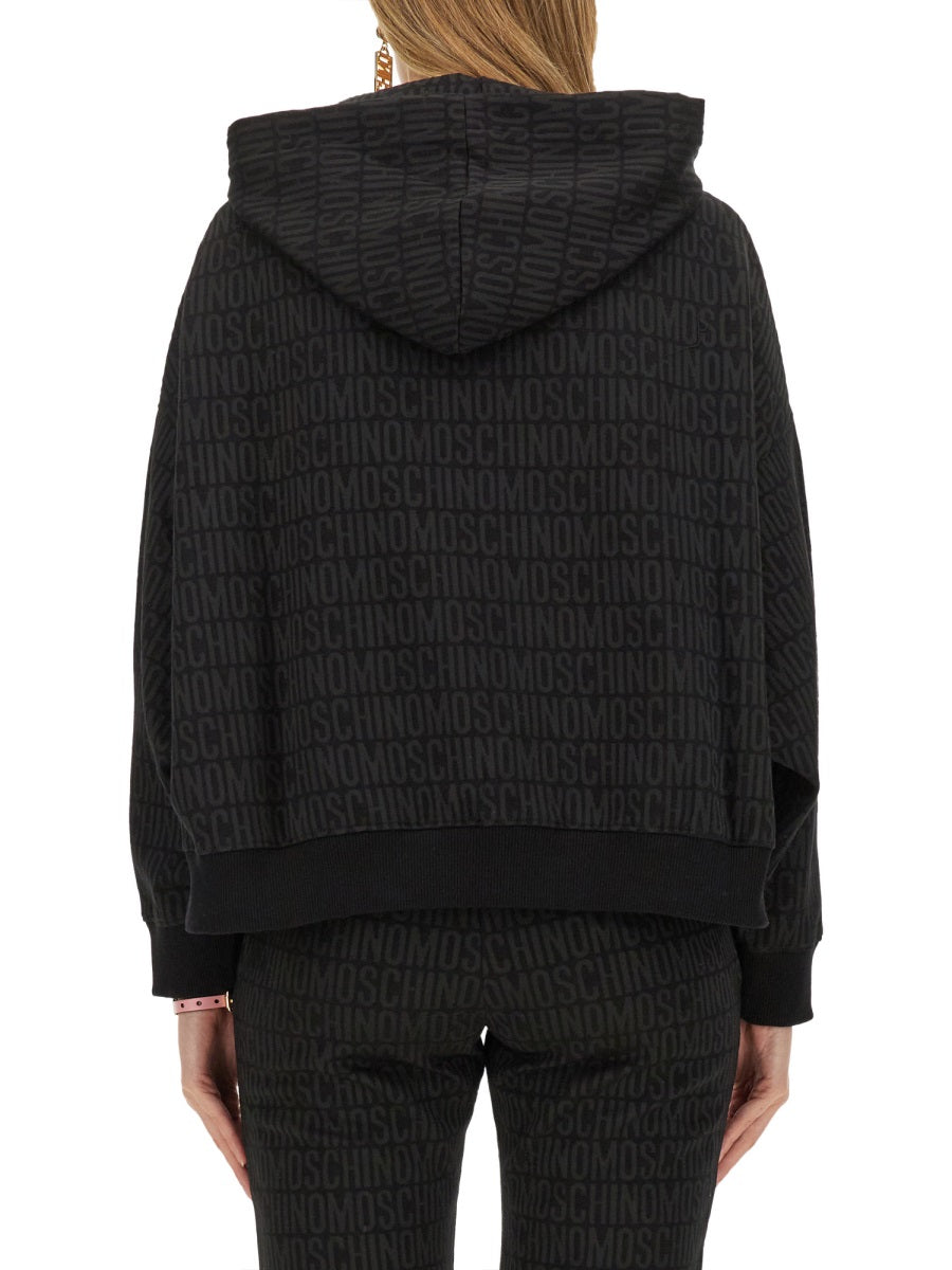 Sweatshirt With All Over Logo Black Cotton Polyester Sweatshirts