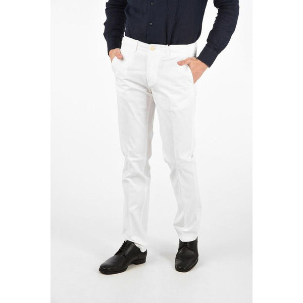 Corneliani Cotton with stretch chino pants in white