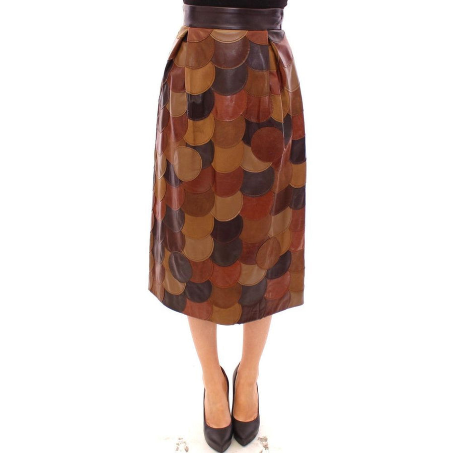 Dolce & Gabbana 100% Lambskin Leather skirt in brown