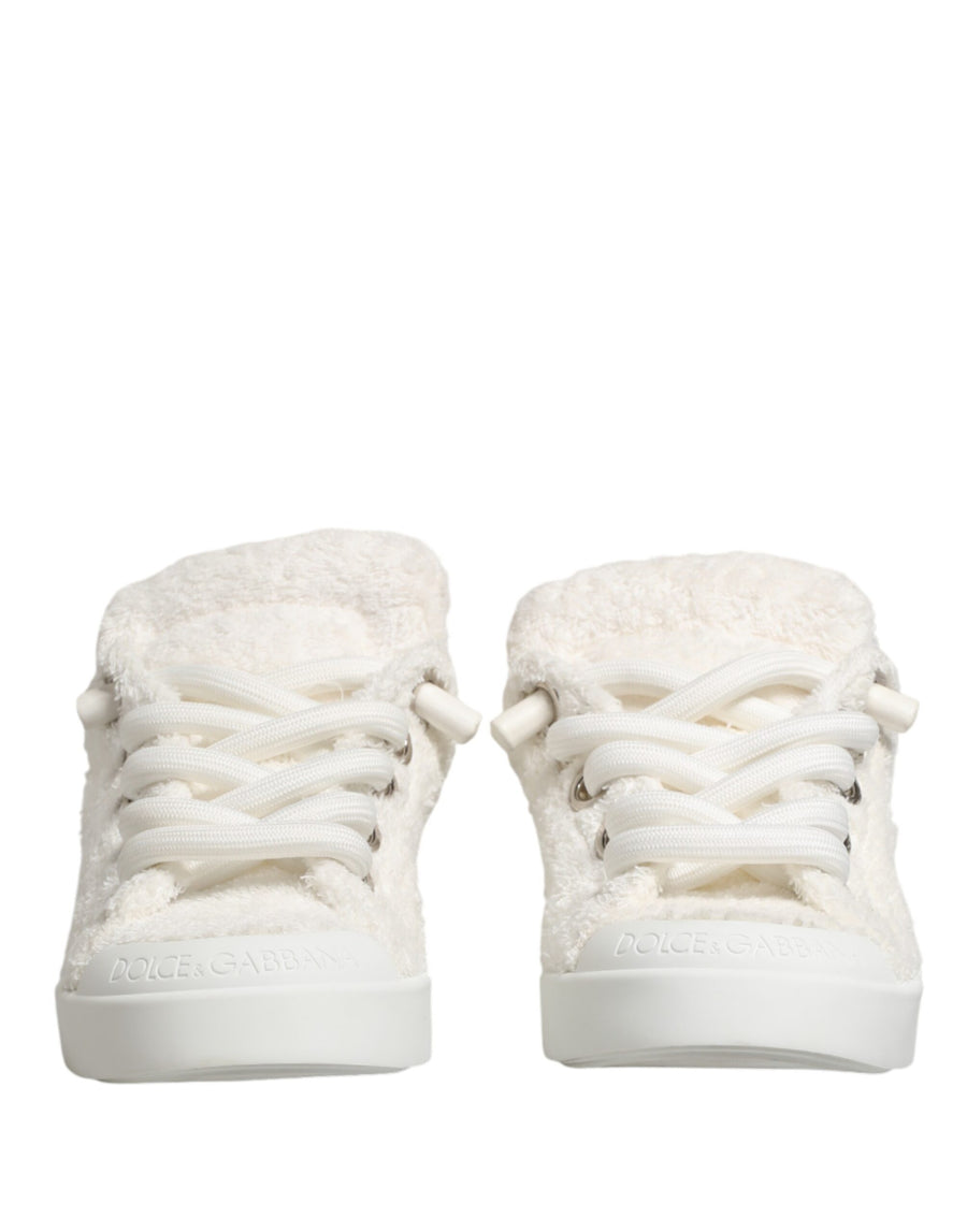 Dolce & Gabbana Faux Shearling sneaker in white