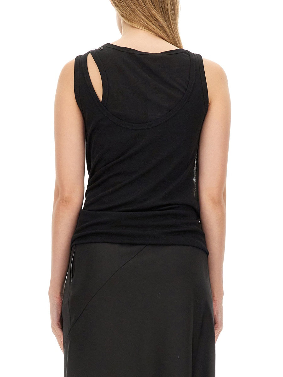 Convertible Camisole Dress Black Tencel Lyocell