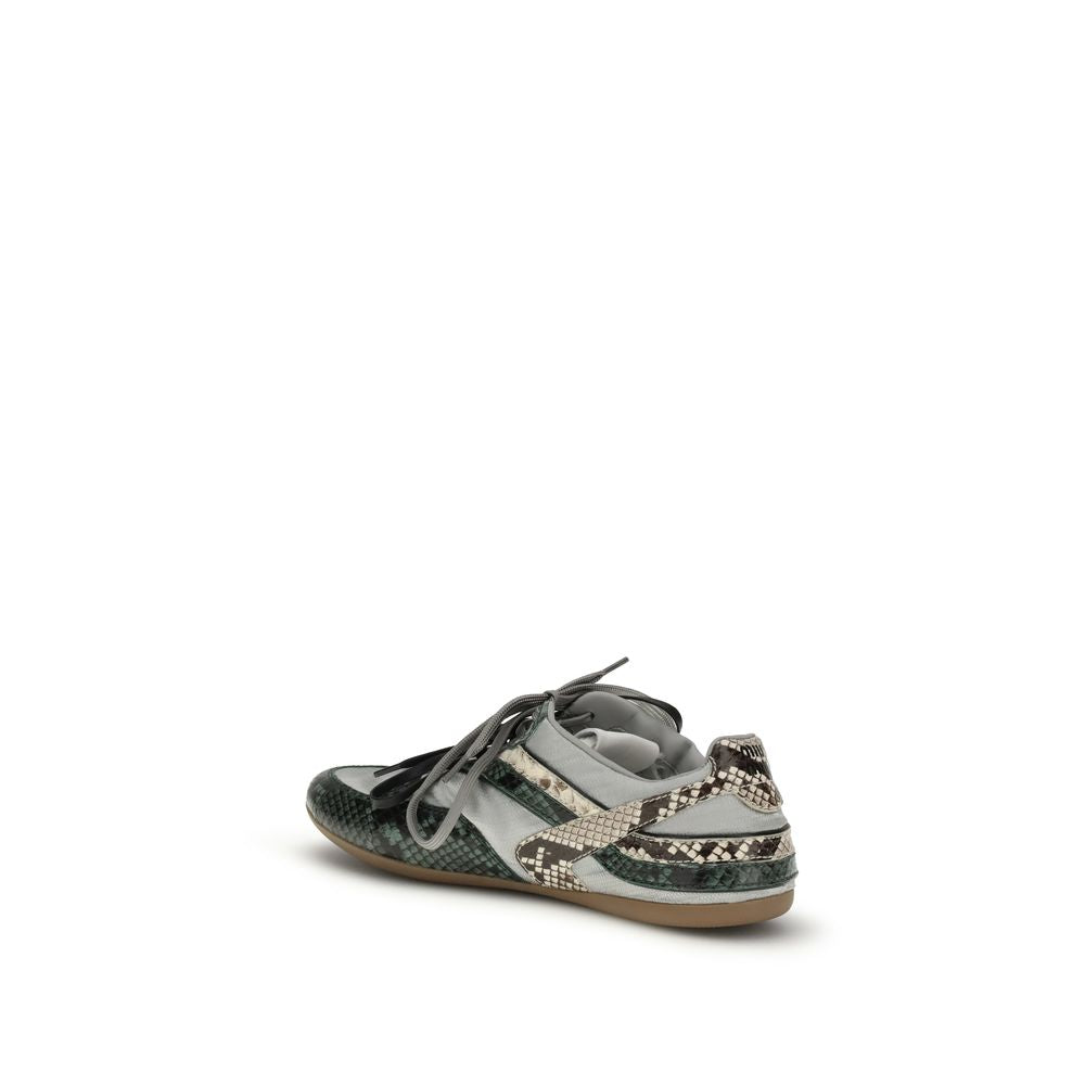 Miu Miu 100% Recycled Polyester (per composition statement; leather and technical fabric per description) sneaker in gray — view 3