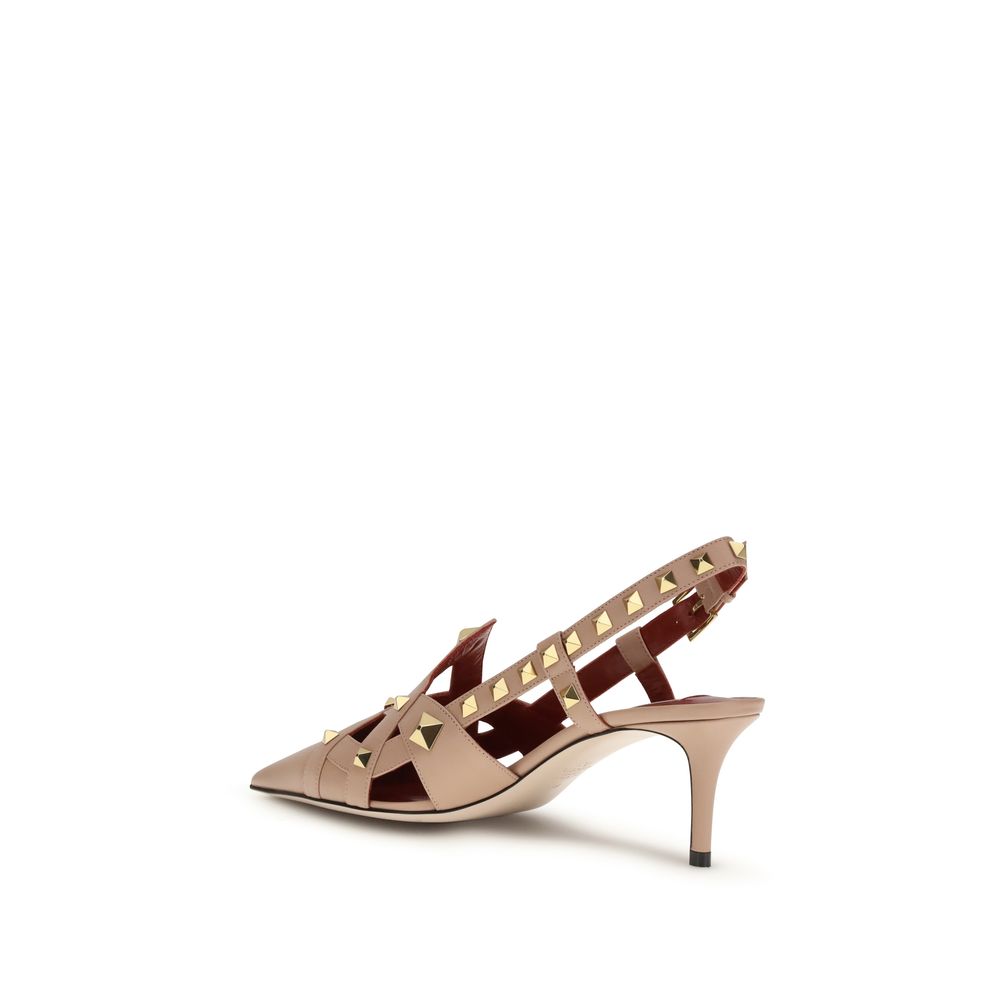 Valentino Garavani Upper 100% Goatskin slingback pump in beige — view 3