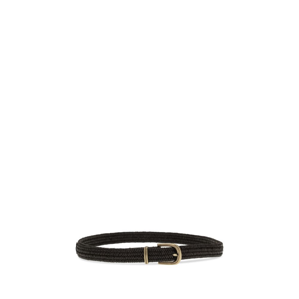 Brunello Cucinelli 70% Calf Leather Bos Taurus belt in black — view 2