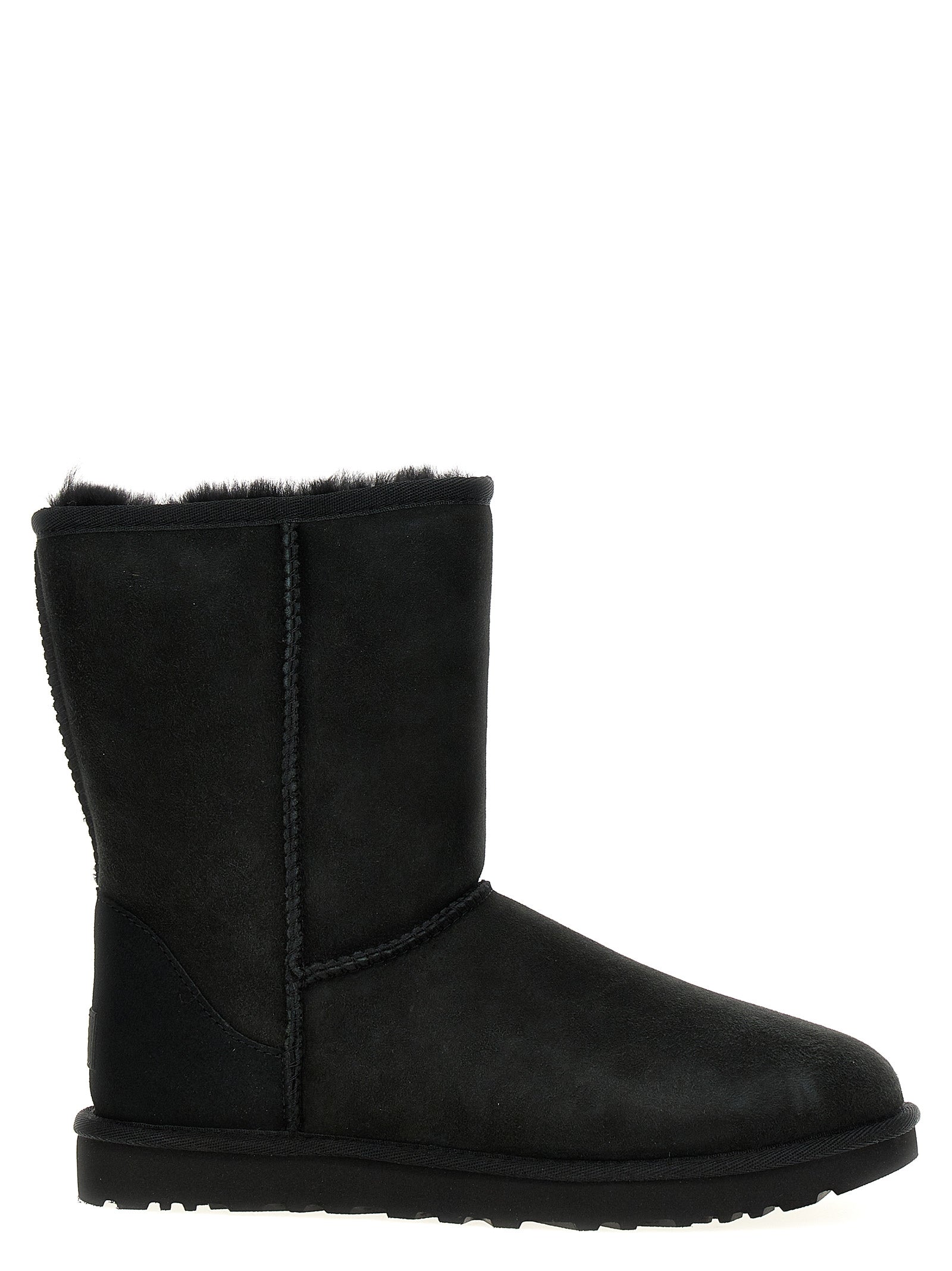 Classic Short II boots Black Sheepskin Cow Leather Boots, Ankle