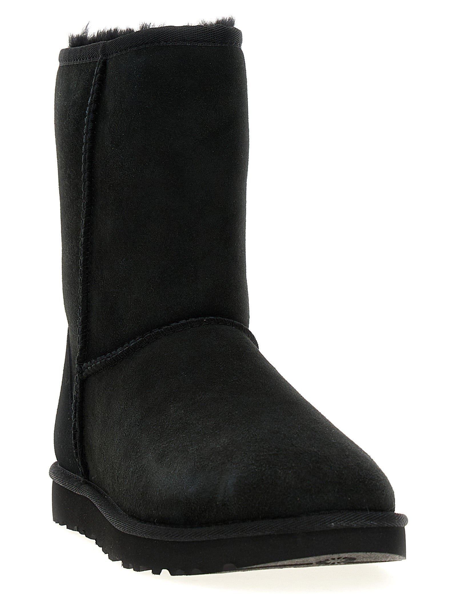 Classic Short II boots Black Sheepskin Cow Leather Boots, Ankle