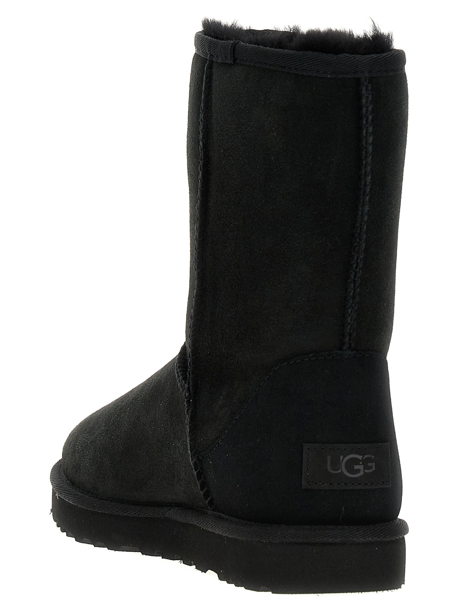 Classic Short II boots Black Sheepskin Cow Leather Boots, Ankle