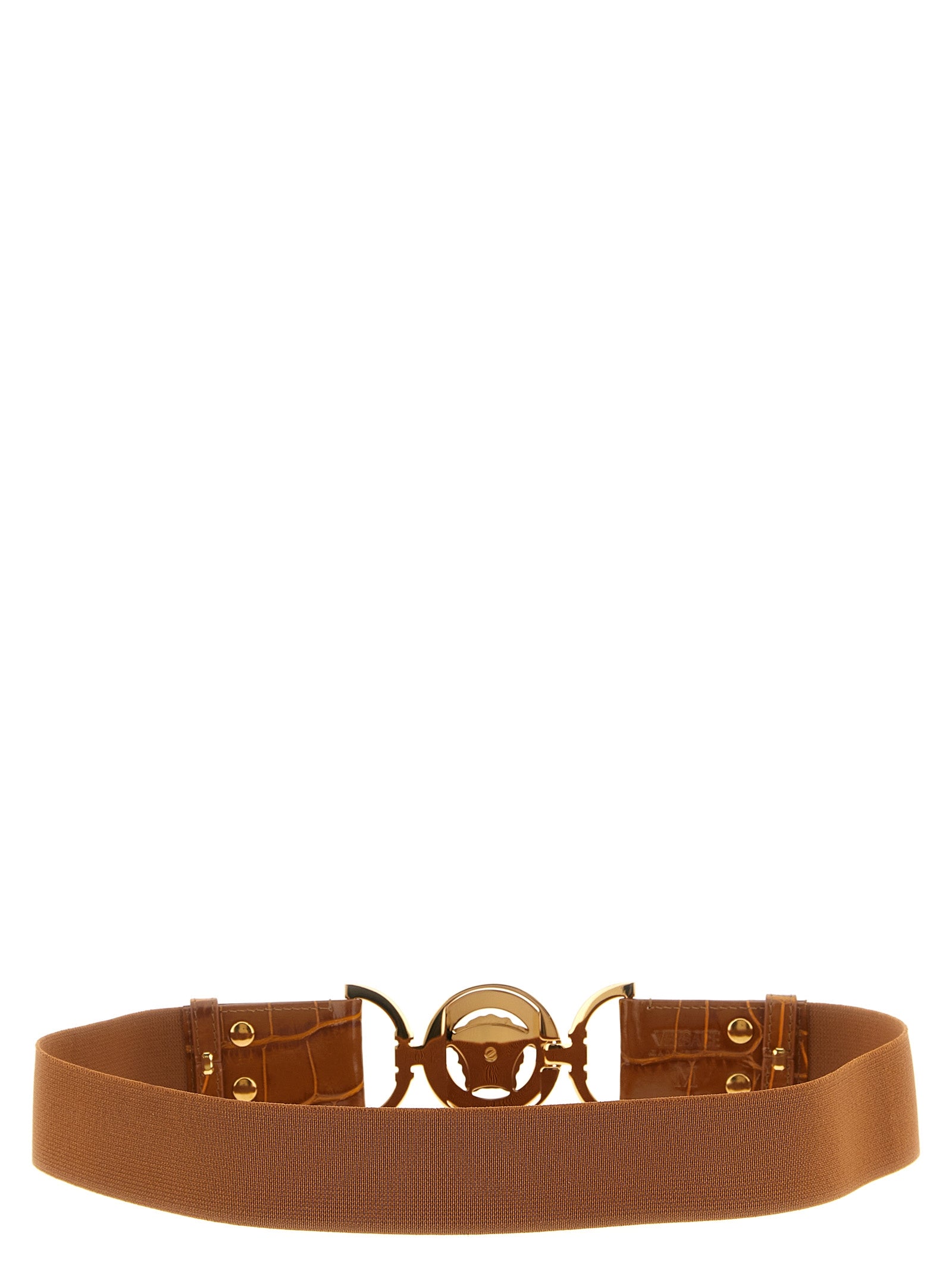 Medusa 95 elastic belt Brown Calfskin Leather (bos Taurus)