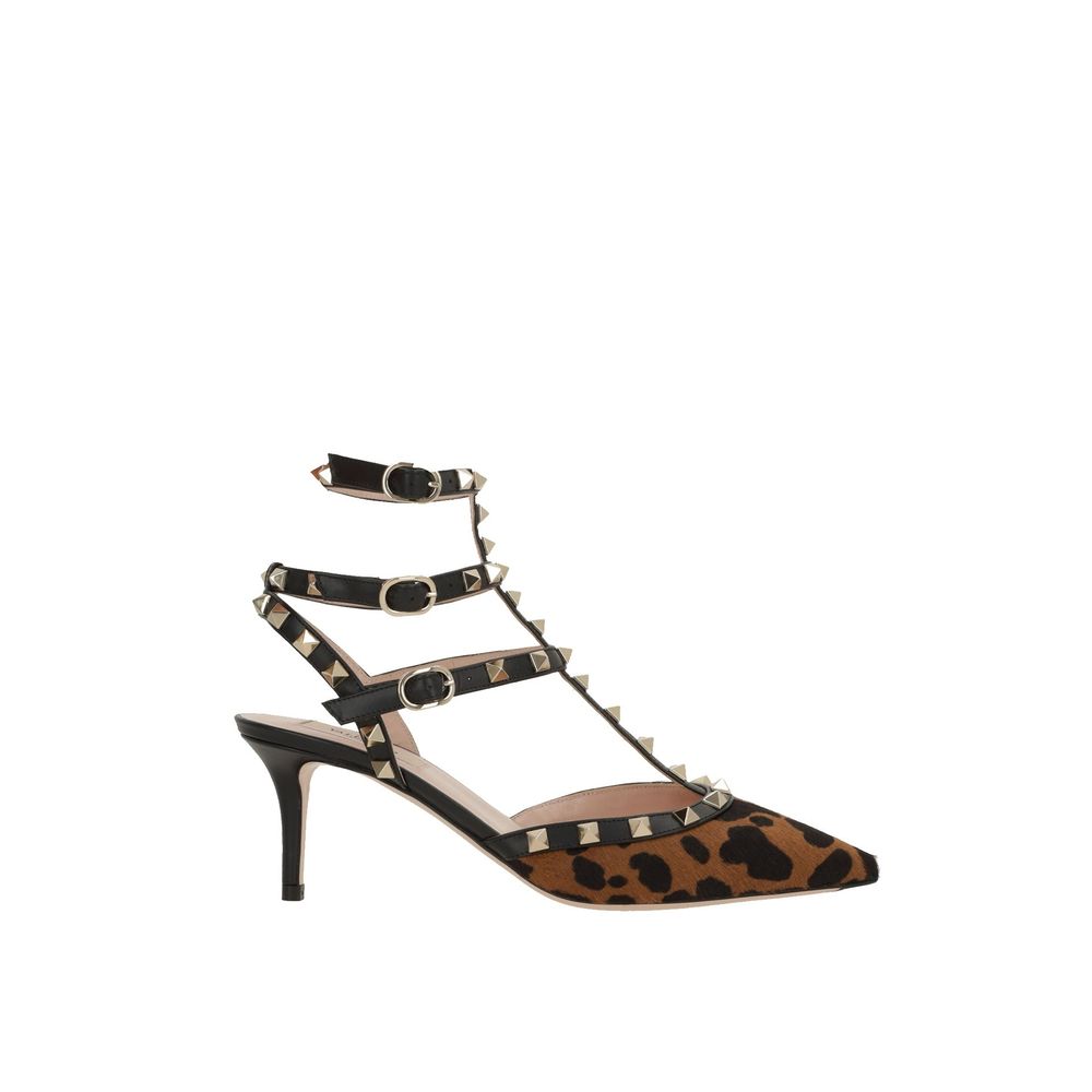 Valentino Garavani Calf leather upper with calf hair heel in black