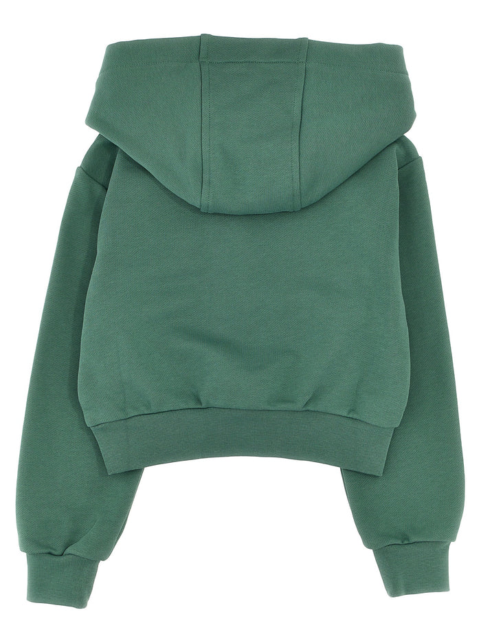 Embroidered hoodie Green Cotton Sweatshirt