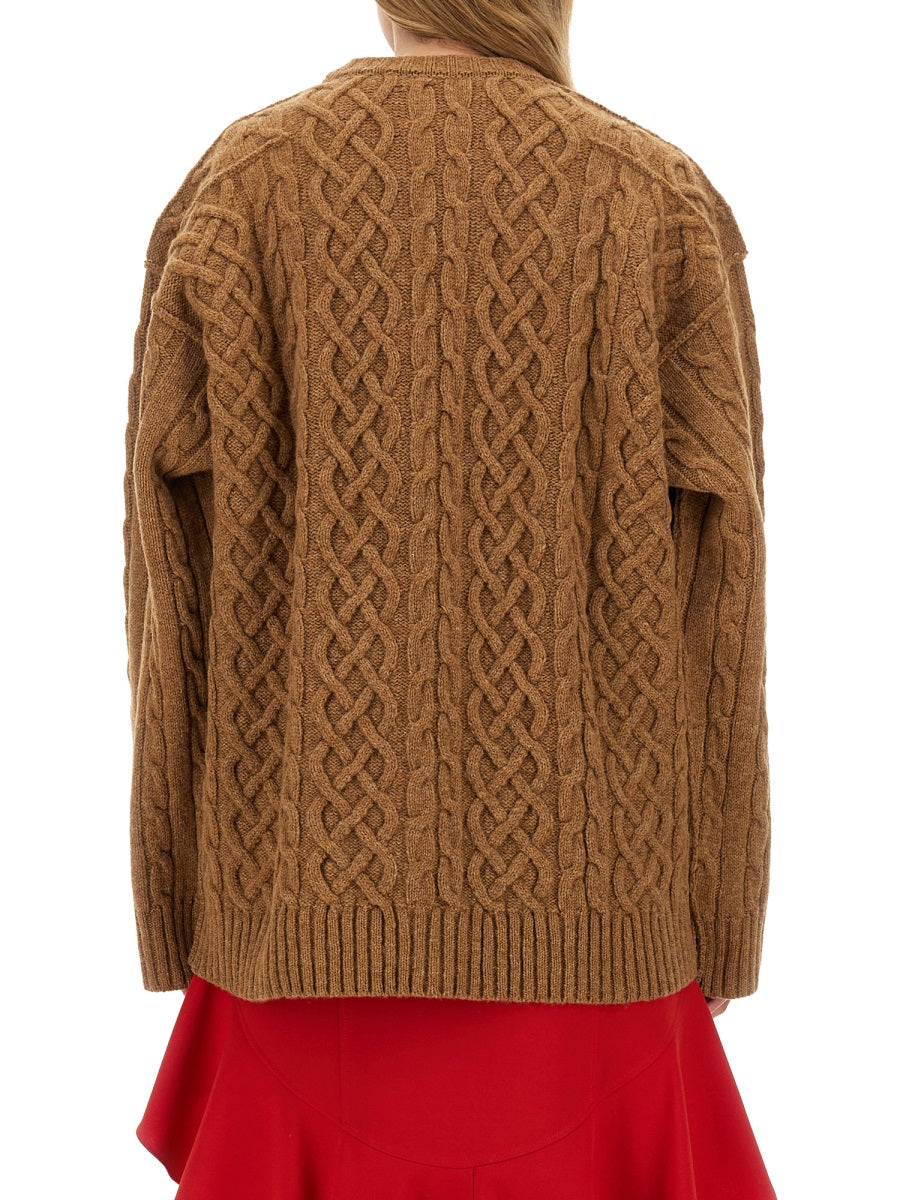 Oversize Fit Jersey Beige Virgin Wool Jumpers