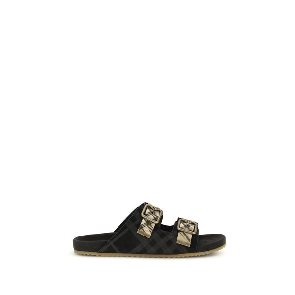 Burberry 70% Calf Leather Bos Taurus 24% Polyamide 6% Polyester; Sole 100% Rubber sandals in black
