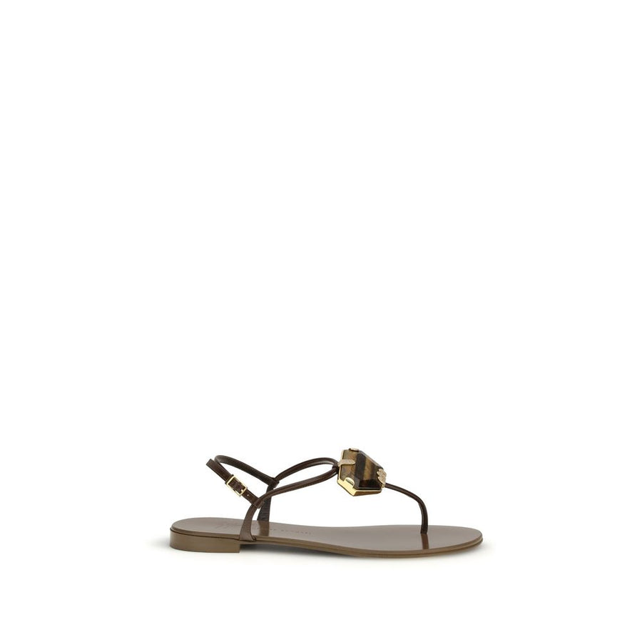 Giuseppe Zanotti Leather with stainless steel accents sandal in brown