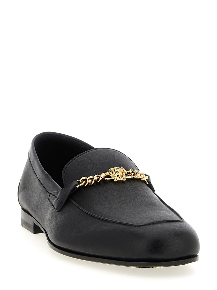 Medusa slippers Black Calfskin Leather (bos Taurus) Loafers
