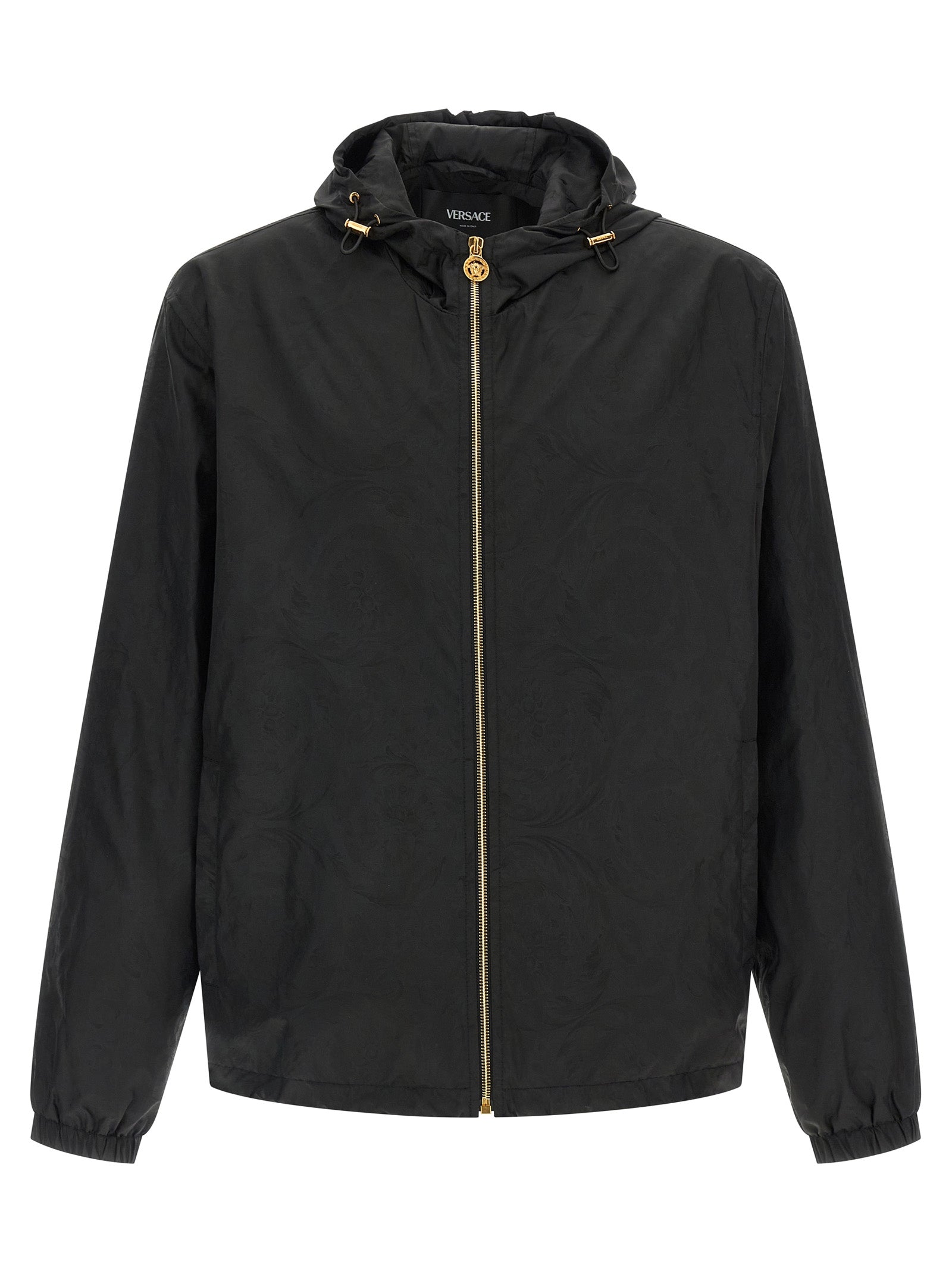 Barocco jacquard windbreaker Black Nylon Down Jacket, Parka, Casual Jackets