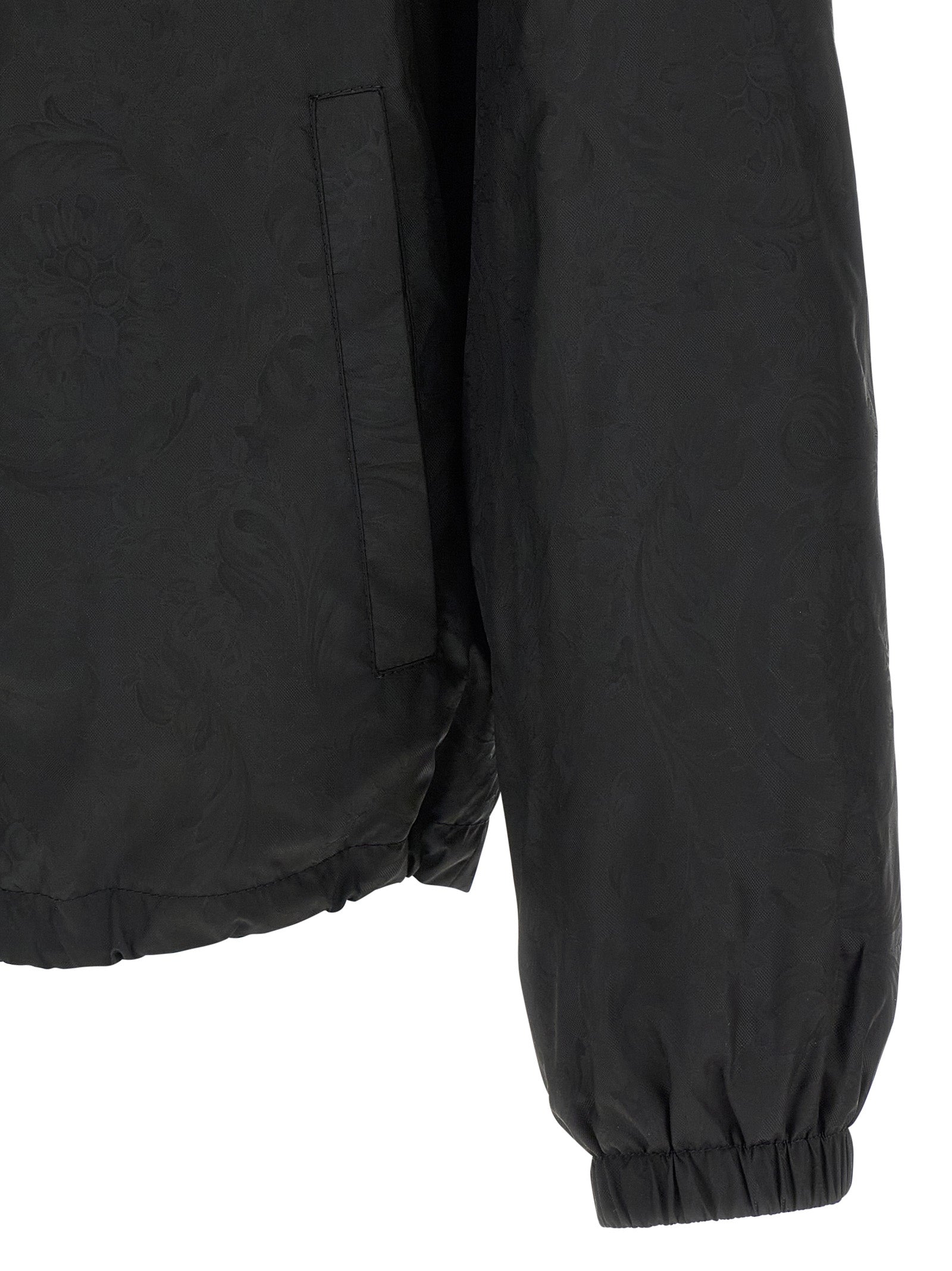Barocco jacquard windbreaker Black Nylon Down Jacket, Parka, Casual Jackets