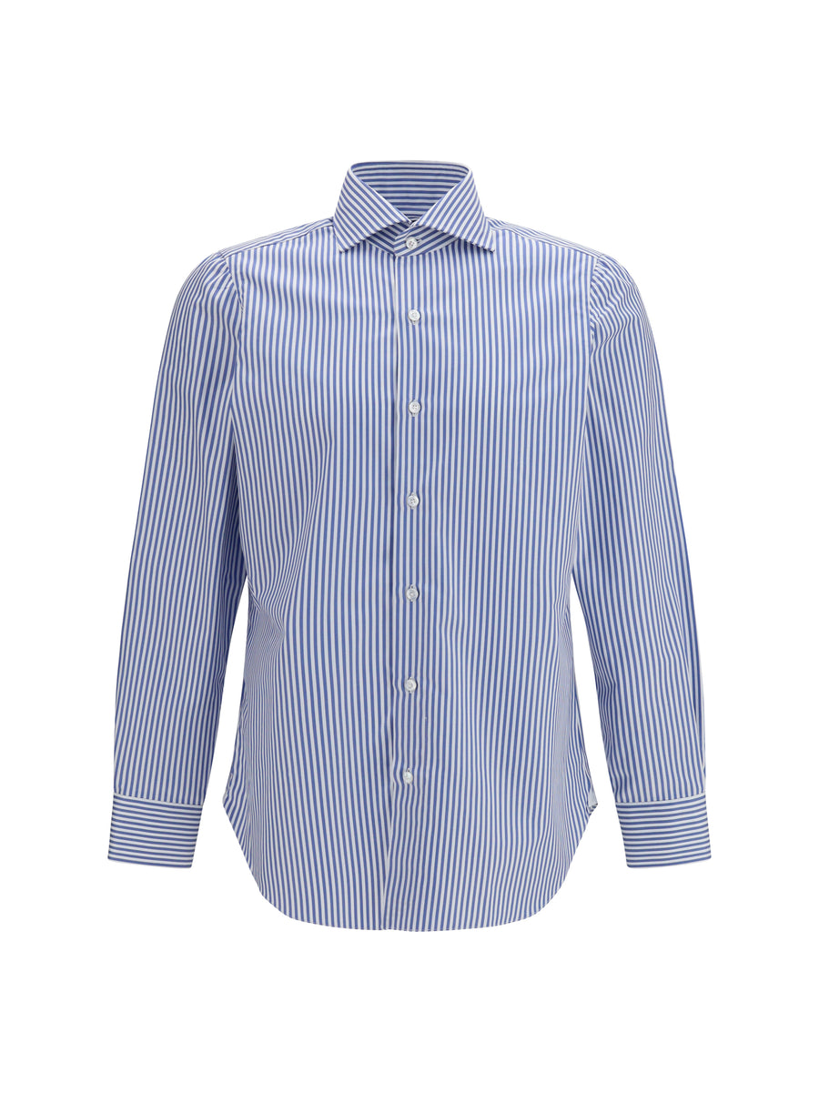 Shirt Striped Light Blue Cotton