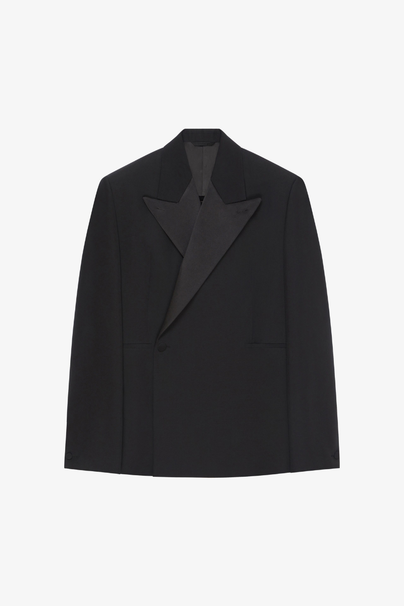 Givenchy Oversized Jacket With Satin Notch Lapel_black Black Clothing