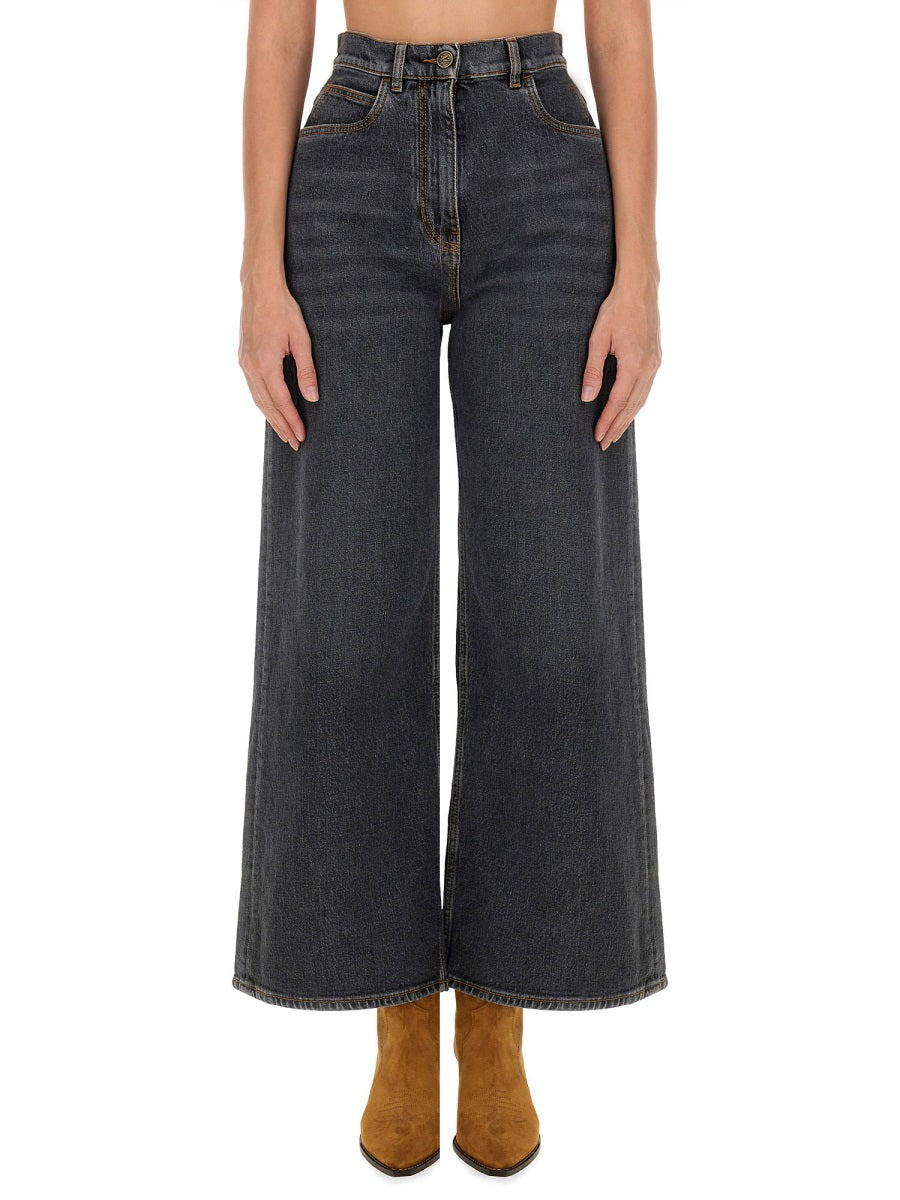Baggy Jacquard Jeans Grey Cotton
