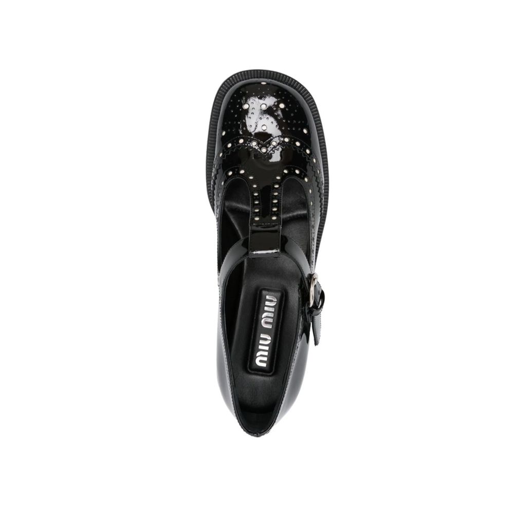 Miu Miu 100% calf leather flat in black — view 4