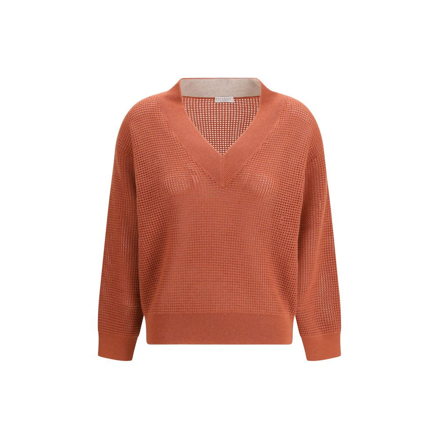 Brunello Cucinelli 100% Cashmere sweater in orange