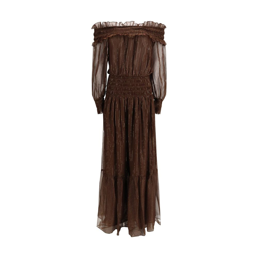 Self-Portrait 95% Silk 5% Other Fibres dress in brown