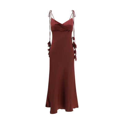 Self-Portrait Satin Mermaid Dress — Burgundy