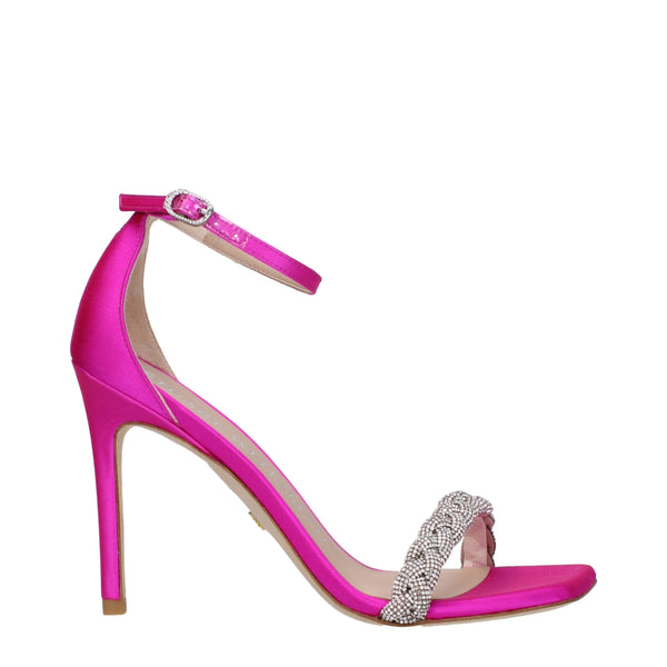 Stuart Weitzman Satin with rhinestone embellishment sandal in pink