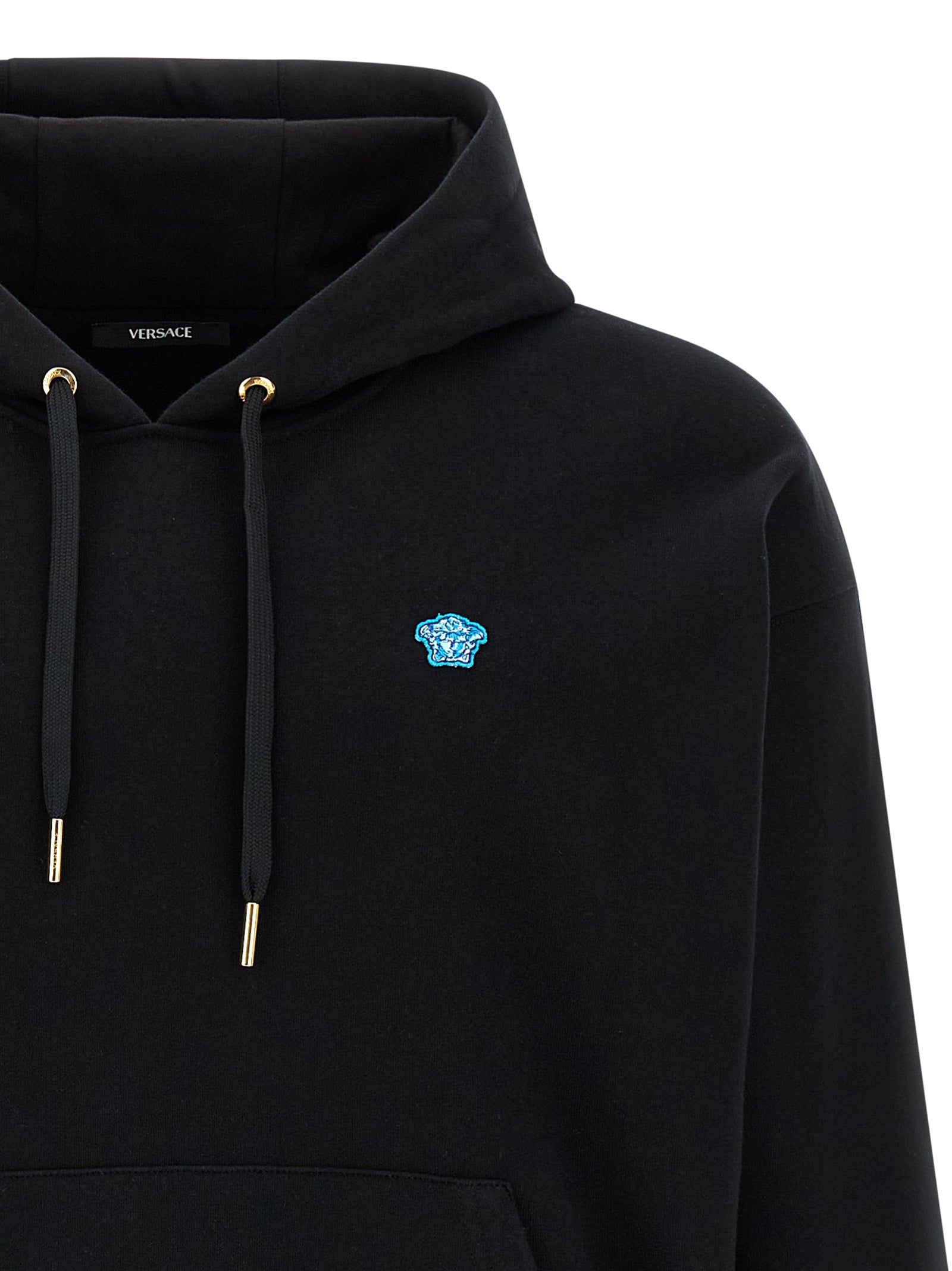 Medusa patch hoodie Black Cotton Sweatshirt