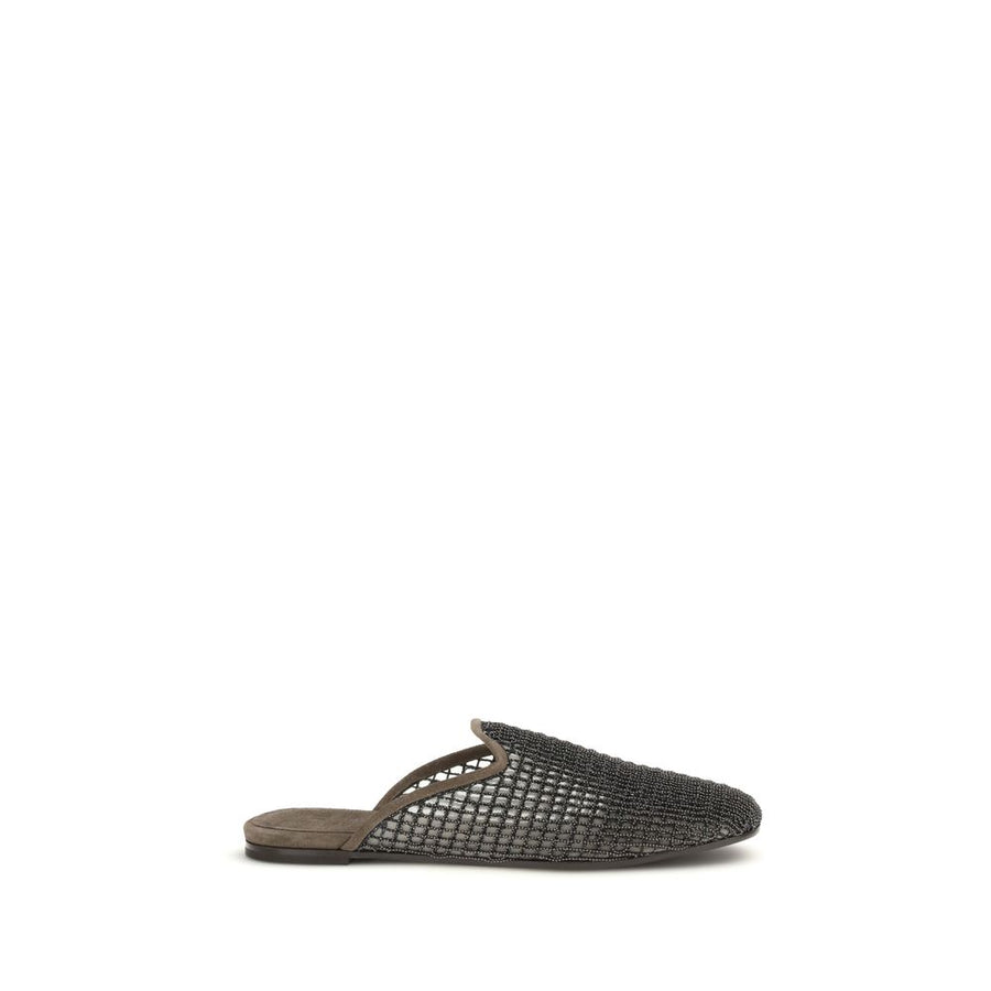 Brunello Cucinelli UPPER 100% Calf Leather Bos Taurus mule in gray