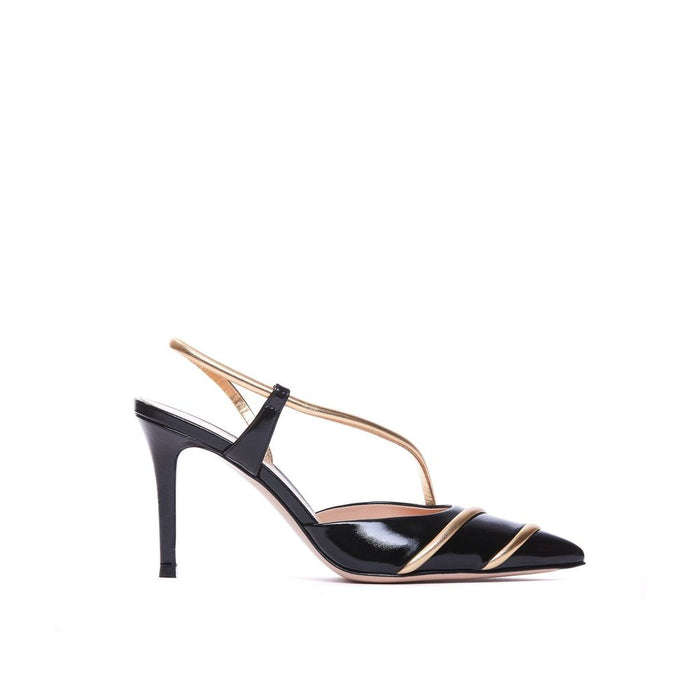 Gianvito Rossi 100% Lamb Leather. Inner: Leather. Insole: Leather. Sole: Leather heel in black