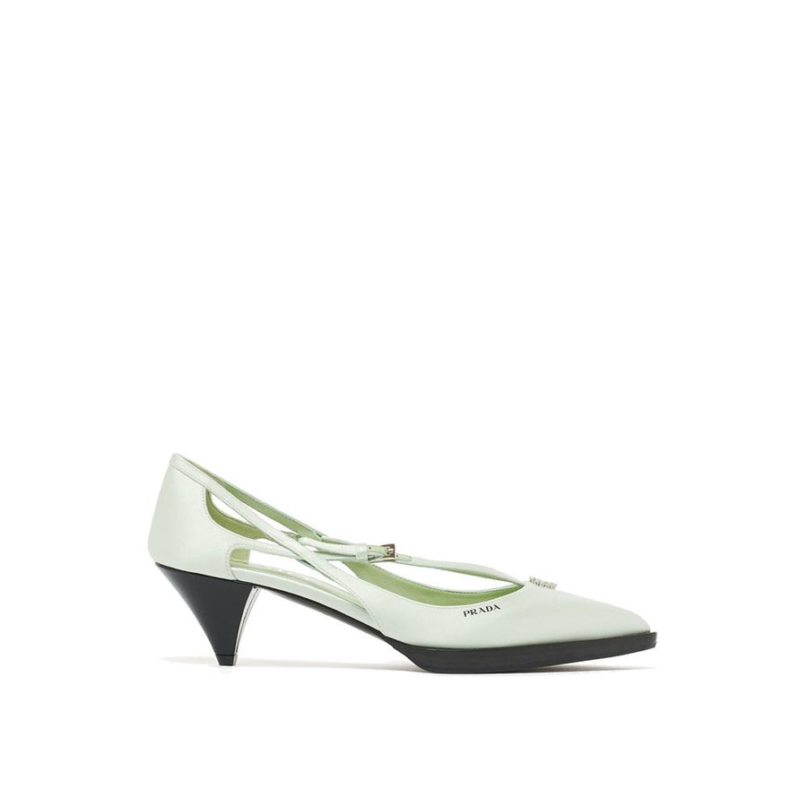 Prada 100% Silk upper pump in white
