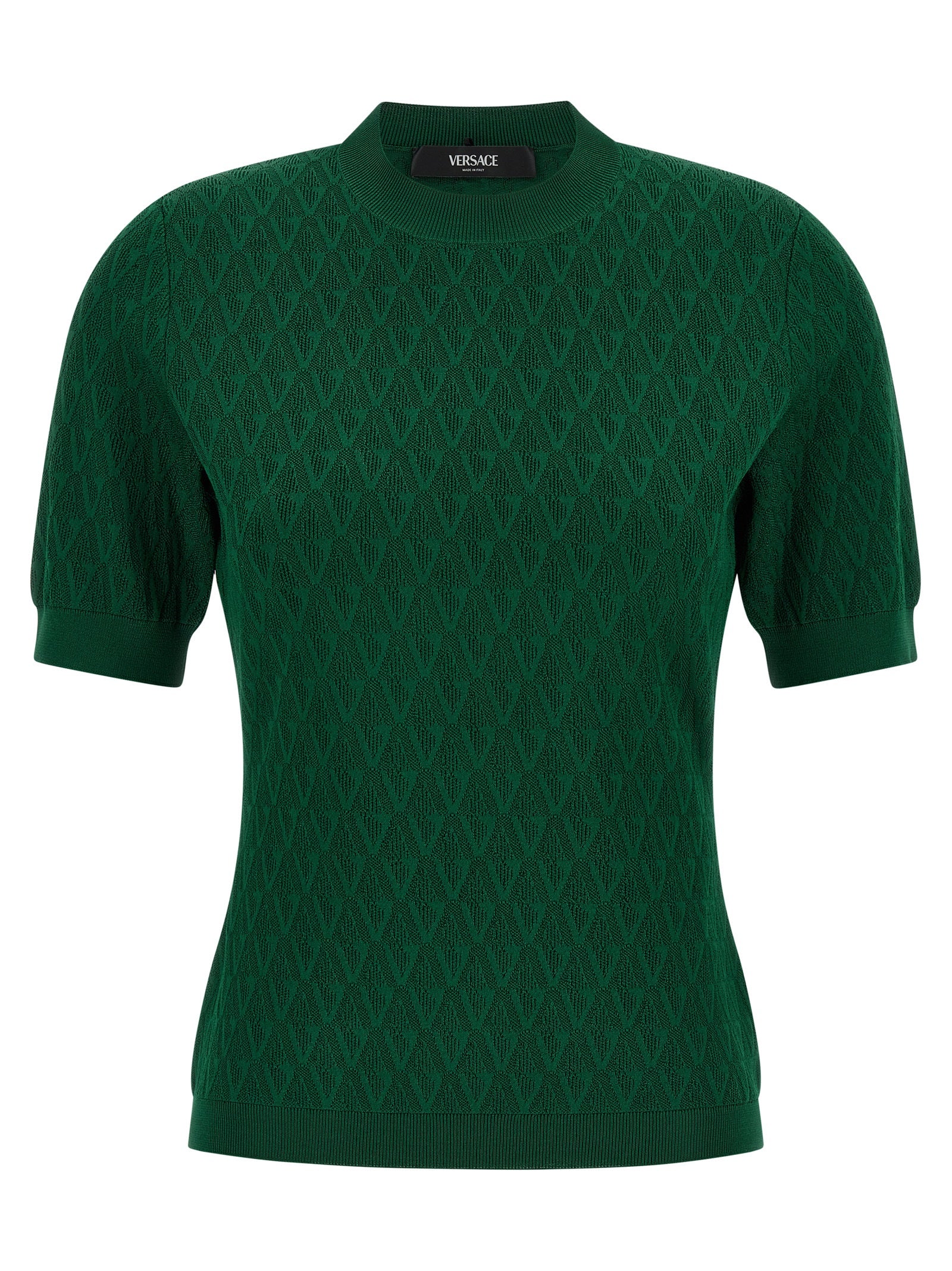 V-pattern T-shirt Green Viscose Nylon Elastane