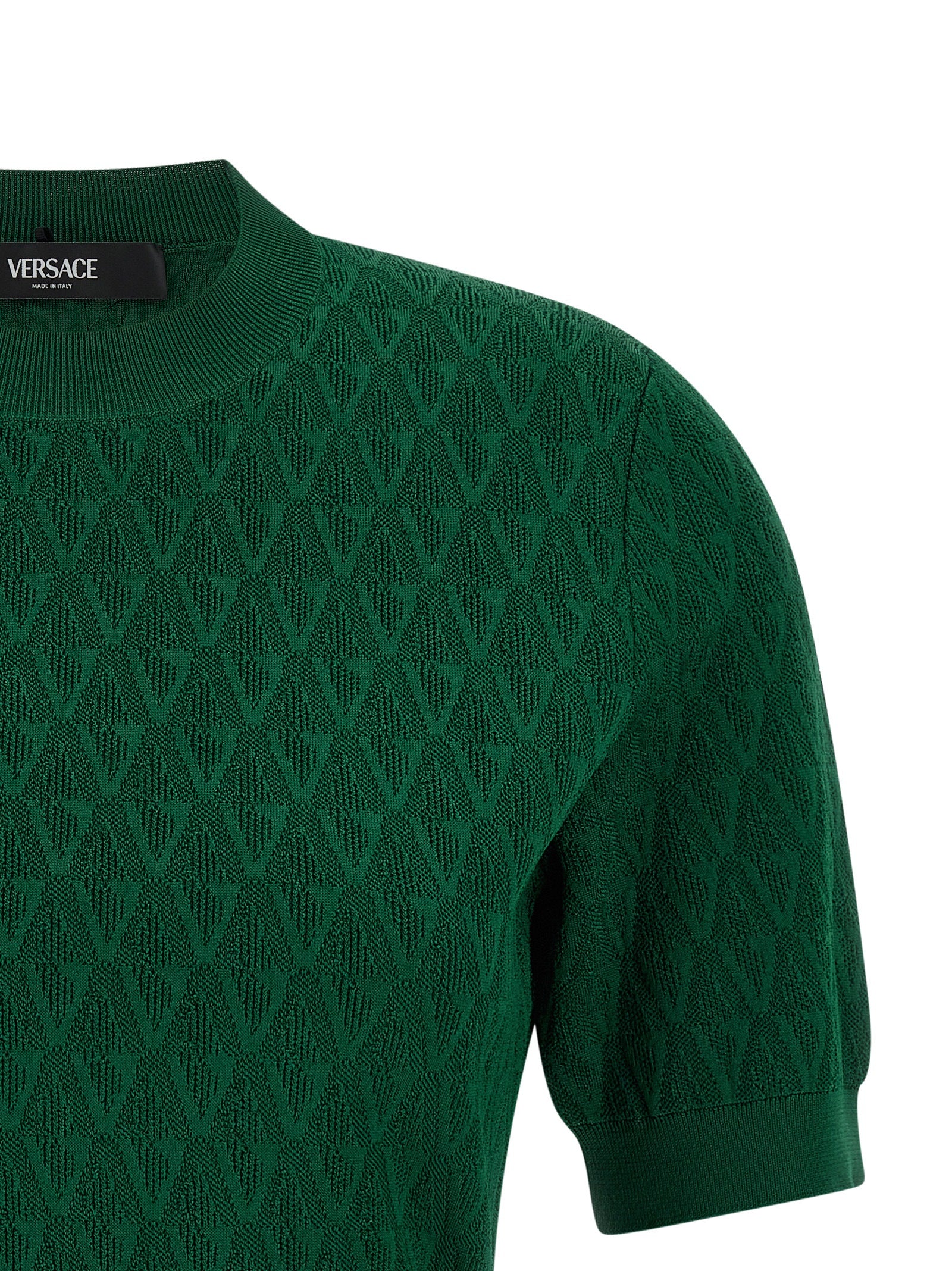 V-pattern T-shirt Green Viscose Nylon Elastane