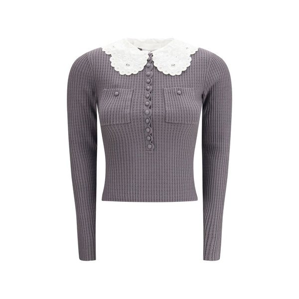 Self-Portrait 73% Viscose 16% Polyester 10% Polyamide 1% Elastane blouse in gray