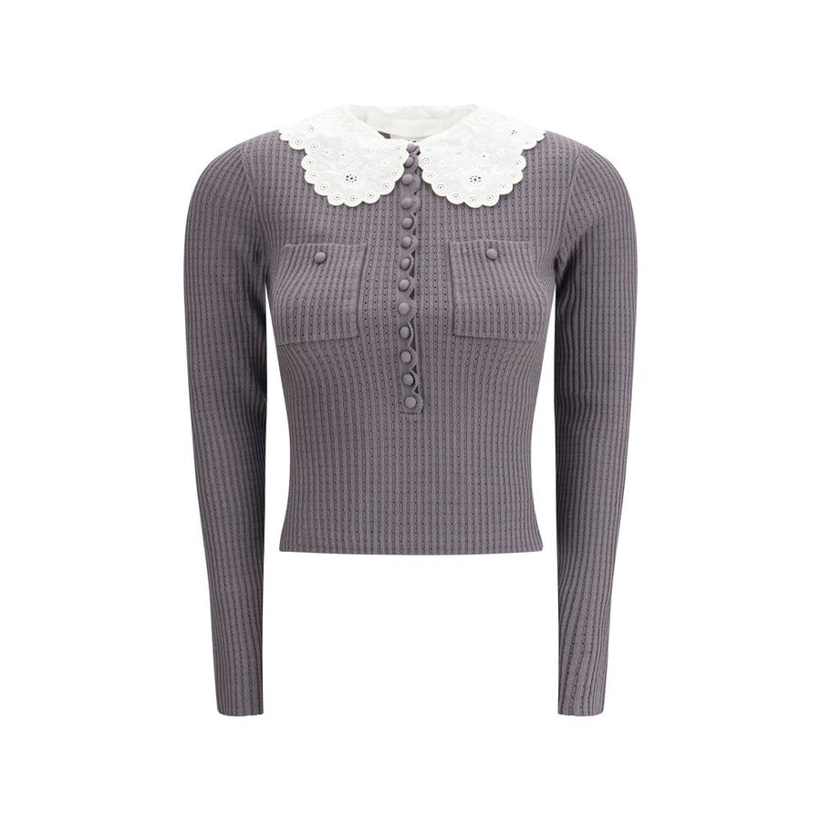 Self-Portrait 73% Viscose 16% Polyester 10% Polyamide 1% Elastane blouse in gray