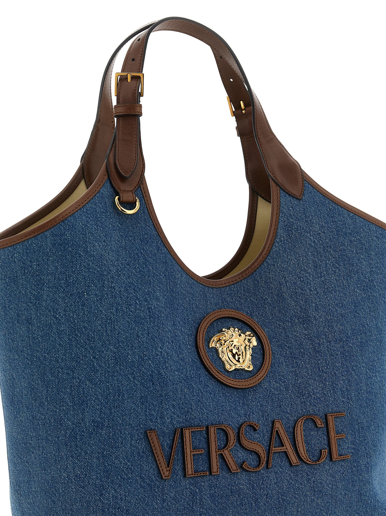 Medium La Medusa shopping bag Blue Cotton Tote